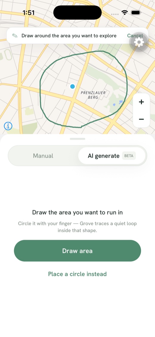 Draw an area on the map with your finger